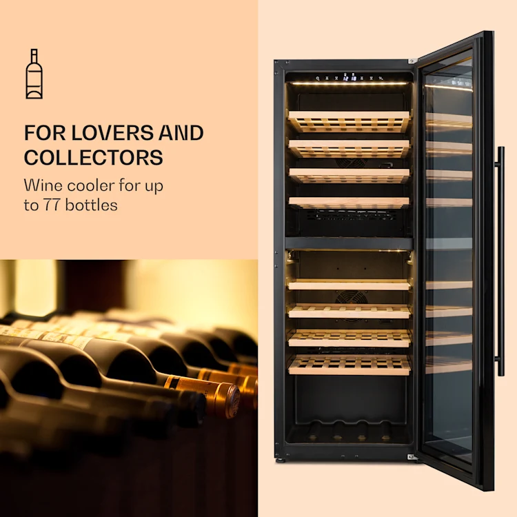 Barossa 77 Duo Wine Fridge 2 Zones 191 L 77 Bottles Touch LED Black 2 cooling zones | 77 bottles