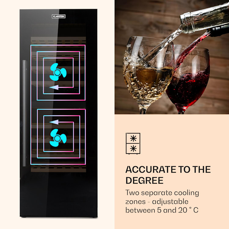 Barossa 77 Duo wijnkoelkast 2 zones 191 liter 77 flessen touch led zwart 2 koelzones | 77 flessen