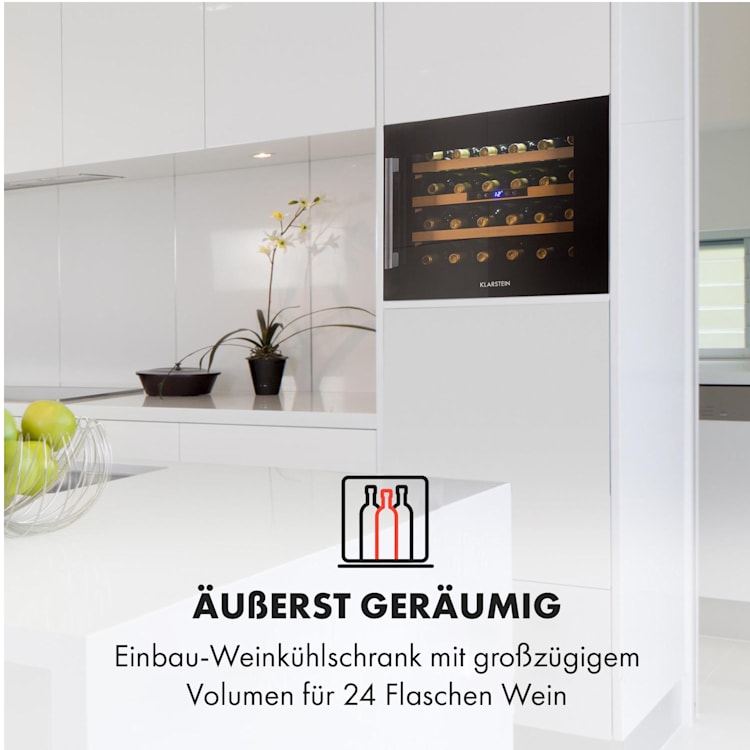 Vinsider 24 Built-In Uno Onyx Einbau-Weinkühlschrank 24 Flaschen 57 L Schwarz