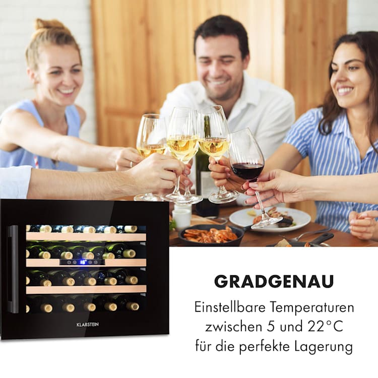Vinsider 24 Built-In Uno Onyx Einbau-Weinkühlschrank 24 Flaschen 57 L Schwarz