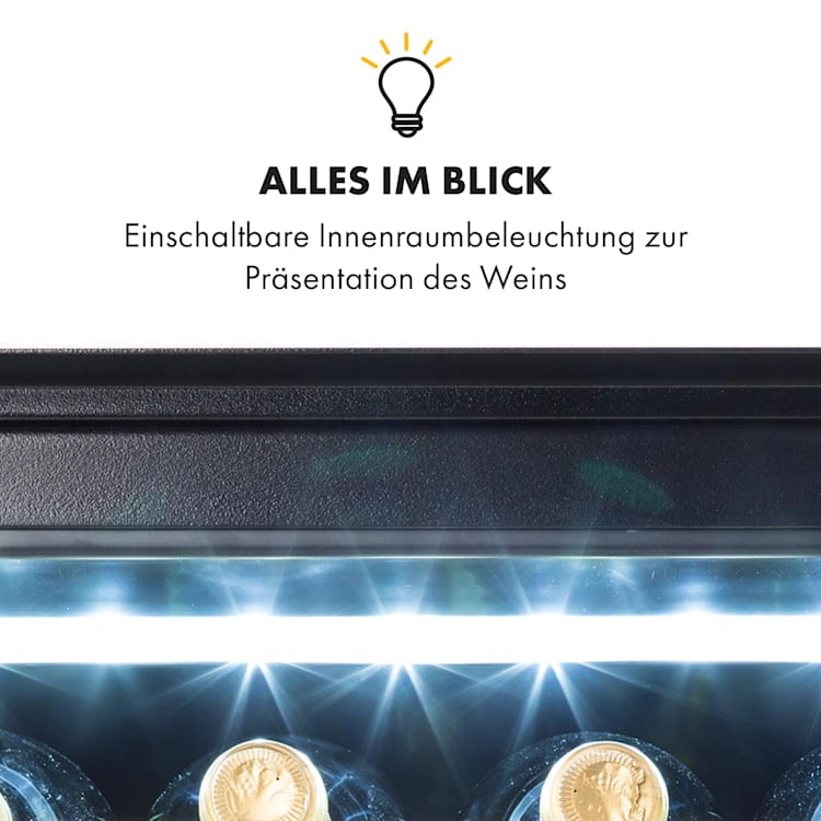 Vinsider 24 Built-In Uno Onyx Einbau-Weinkühlschrank 24 Flaschen 57 L Schwarz