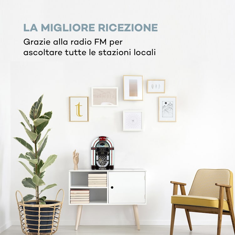 Arizona Jukebox, BT, UKW-Radio, USB, SD, MP3, lettore CD, nero
