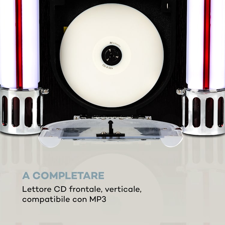 Arizona Jukebox, BT, UKW-Radio, USB, SD, MP3, lettore CD, nero