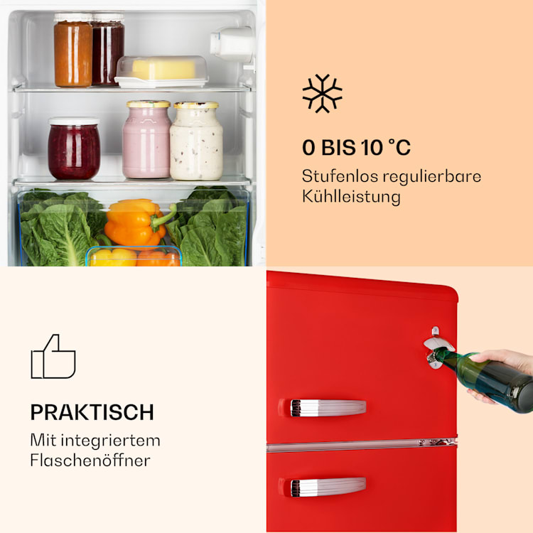 Irene Kühl- & Gefrierkombination 85 Liter Retro-Design Rot