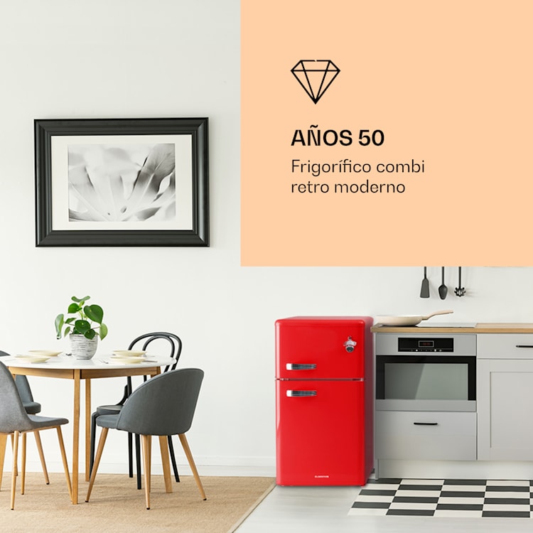 Irene Combi frigorífico y congelador 85 litros diseño retro Rojo