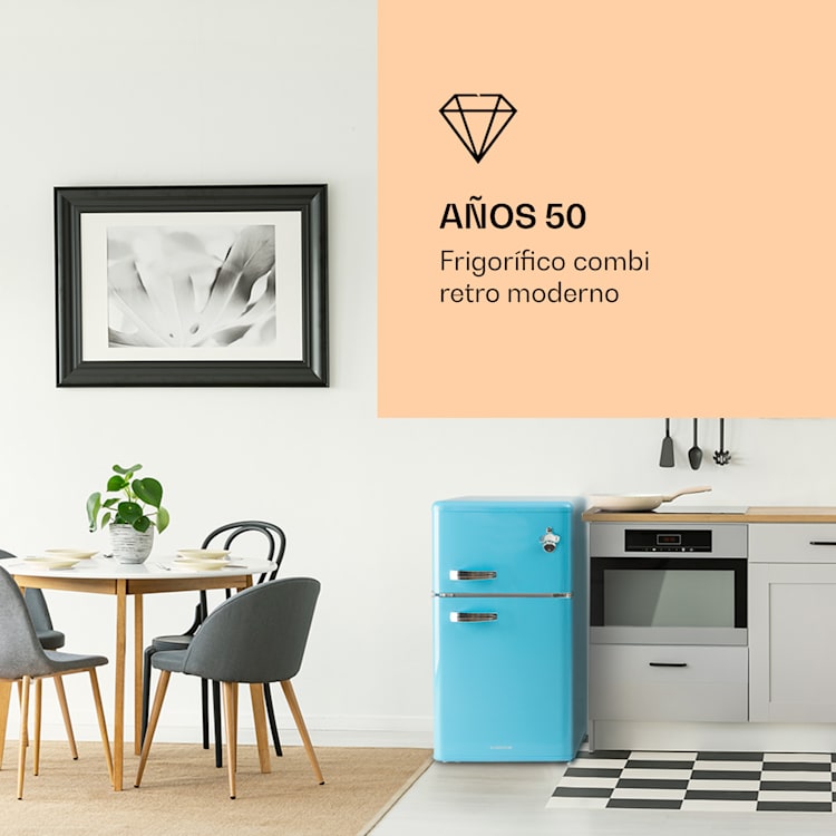 Irene Combi frigorífico y congelador 85 litros diseño retro Azul