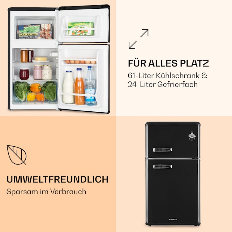 Irene Kühl- & Gefrierkombination 85 Liter Retro-Design Schwarz