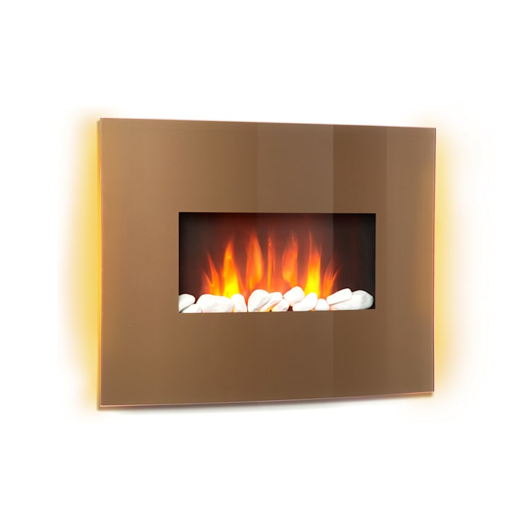 Curved Copper L&F, električni kamin, 1000/2000 W, zaobljeni stakleni panel, daljinski upravljač, bakar