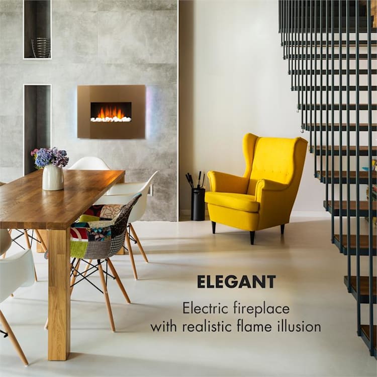 Curved Copper L&F, električni kamin, 1000/2000 W, zaobljeni stakleni panel, daljinski upravljač, bakar