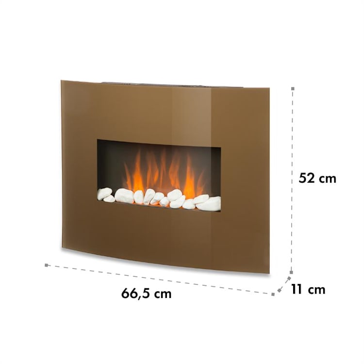 Curved Copper L&F, električni kamin, 1000/2000 W, zaobljeni stakleni panel, daljinski upravljač, bakar