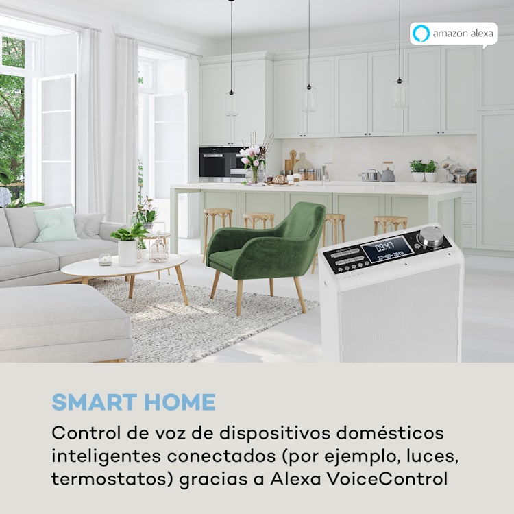 Intelligence DAB+ Radio de cocina Control de voz Alexa Spotify BT Blanco Blanco