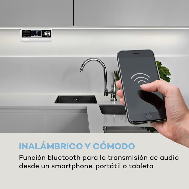 Intelligence DAB+ Radio de cocina Control de voz Alexa Spotify BT Blanco Blanco