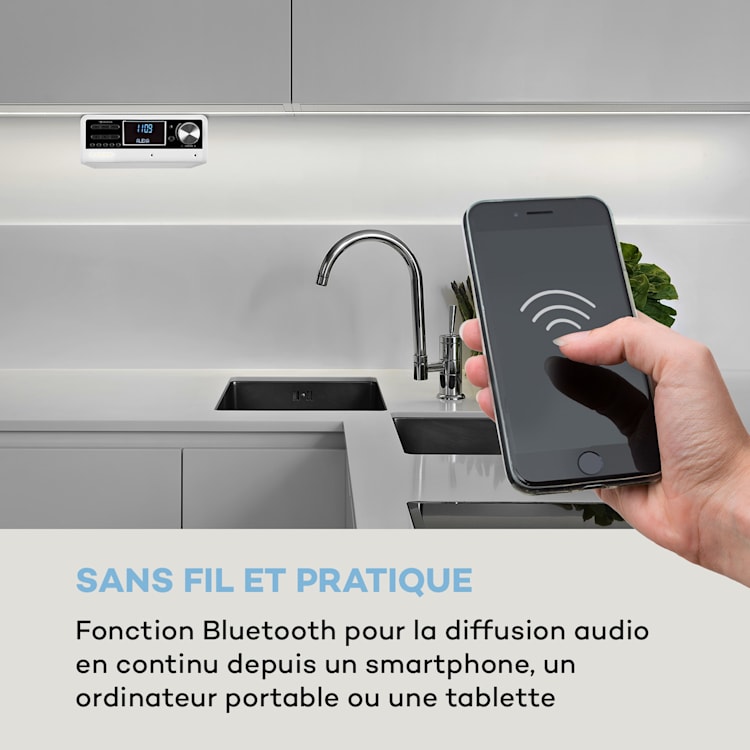 Intelligence Radio de cuisine DAB+, Alexa VoiceControl, Spotify, Bluetooth - blanche Blanc