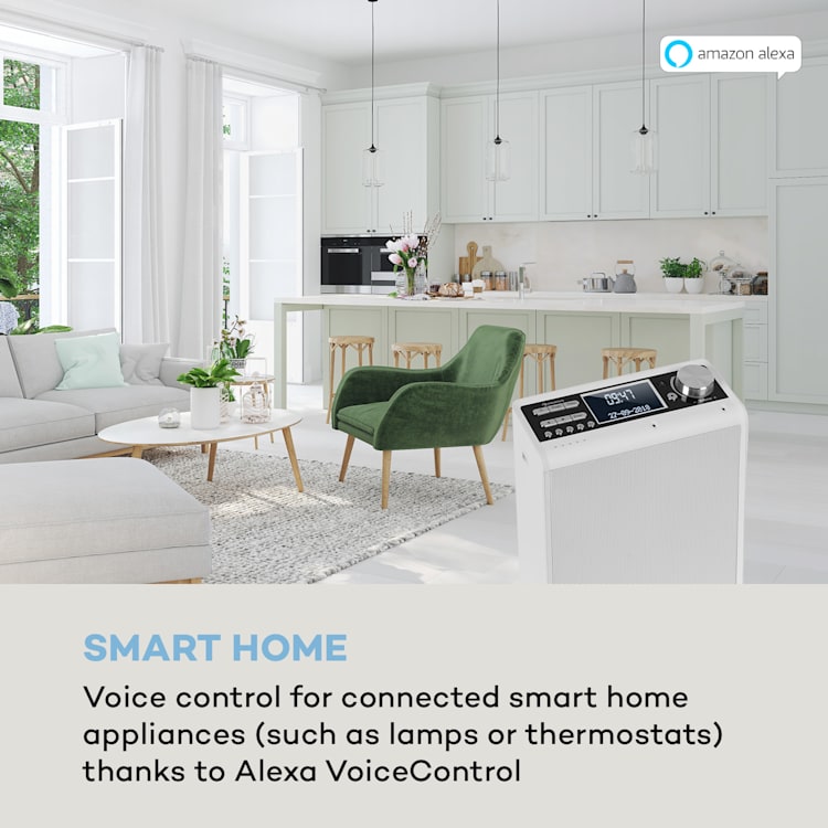 Intelligence DAB+ Kitchen Radio Alexa VoiceControl, Spotify, BT, White White