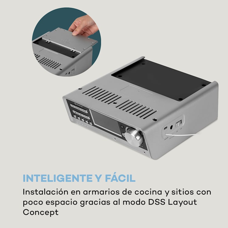Intelligence DAB+ Radio de cocina Control de voz Alexa Spotify BT Plateado Plata