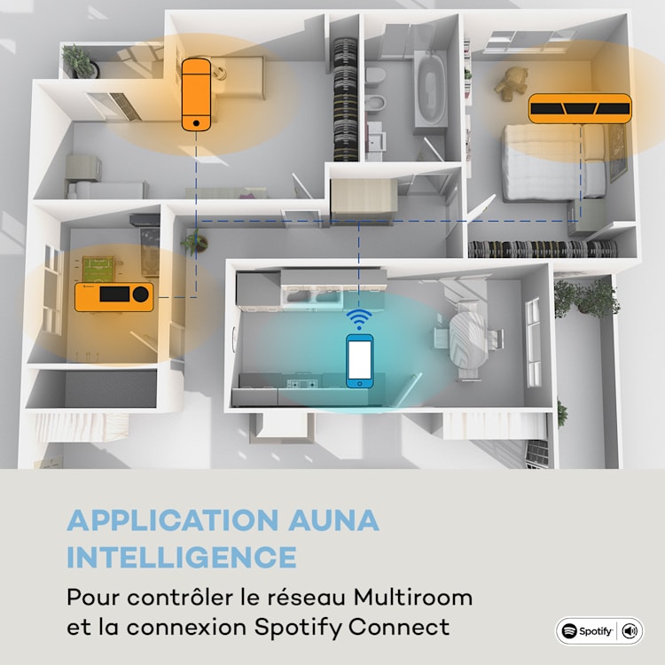 Intelligence Radio de cuisine DAB+, Alexa VoiceControl, Spotify, Bluetooth - argent Argent