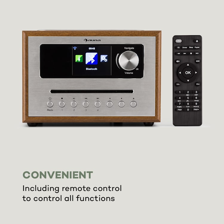 Silver Star CD cube radio bluetooth HCC display wood bruin