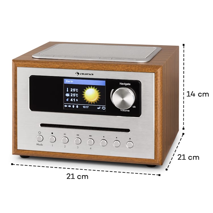 Silver Star CD cube radio bluetooth HCC display wood bruin
