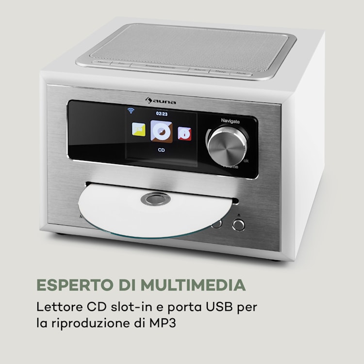 Silver Star CD Cube Radio Bluetooth HCC Display bianco Bianco