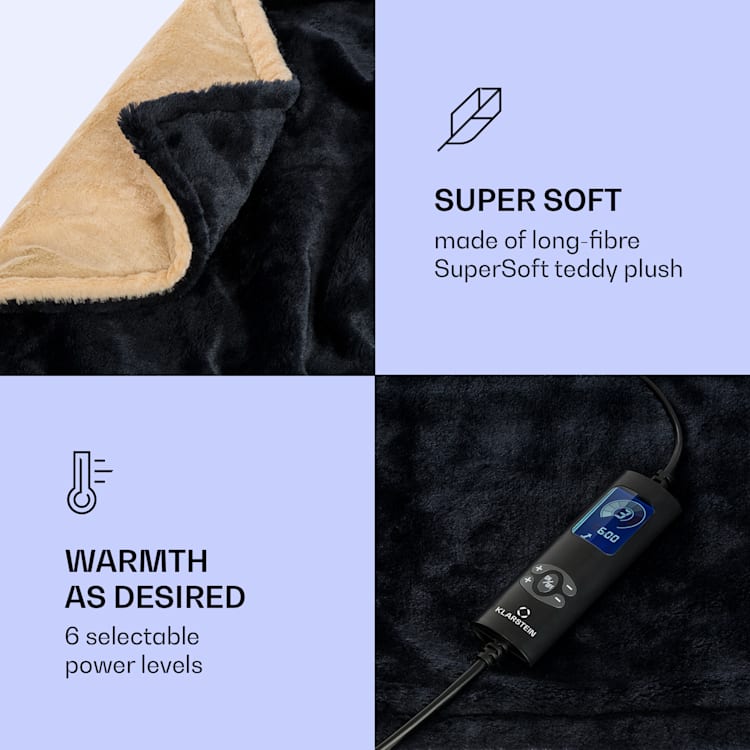 Dr. Watson SuperSoft, melegítő takaró, 120 W, 180 x 130 cm, Teddy mikroplüss, bézs/ kék Bézs