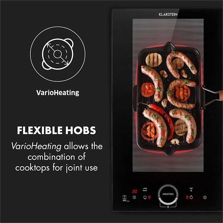 Delicatessa Slim Domino Table de cuisson à induction 3500W minuterie - 2 | Noir