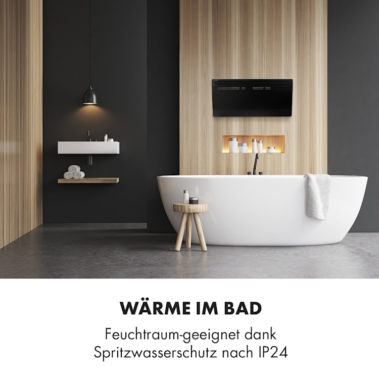 Hot Spot Slimcurve Heizgerät 80x40cm 40m² 2000W 5-40°C LED IP24 schwarz Schwarz