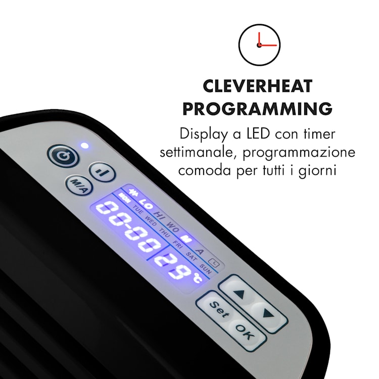 Hot Spot Slimcurve Stufa 80x40cm 40m² 2000W 5-40°C LED IP24 nero Nero