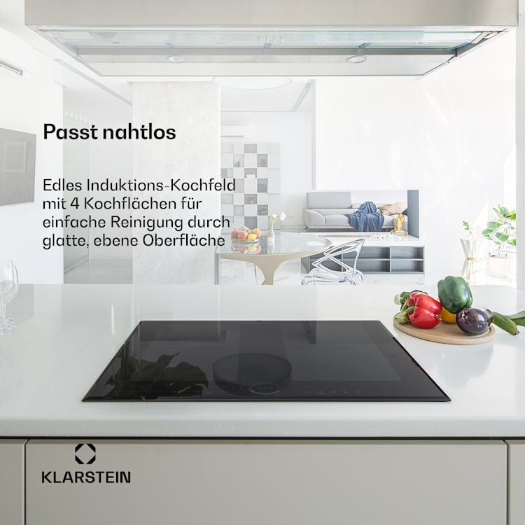 Delicatessa 60 Einbaukochfeld Induktion 4 Zonen 7000W Glaskeramik Schwarzes Glas