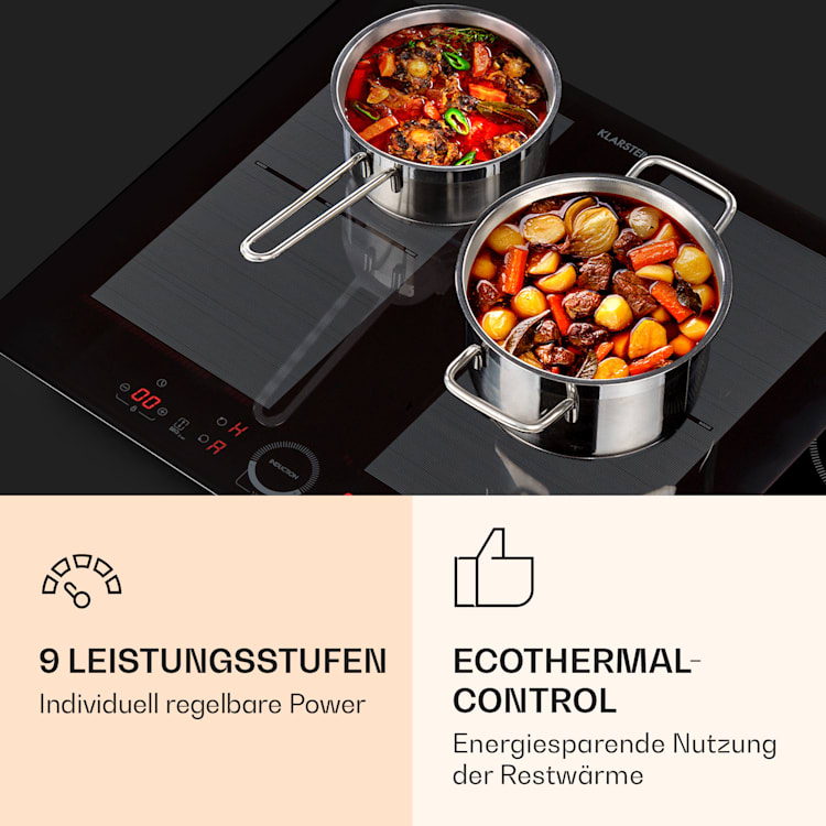 Delicatessa 60 Einbaukochfeld Induktion 4 Zonen 7000W Glaskeramik Schwarz