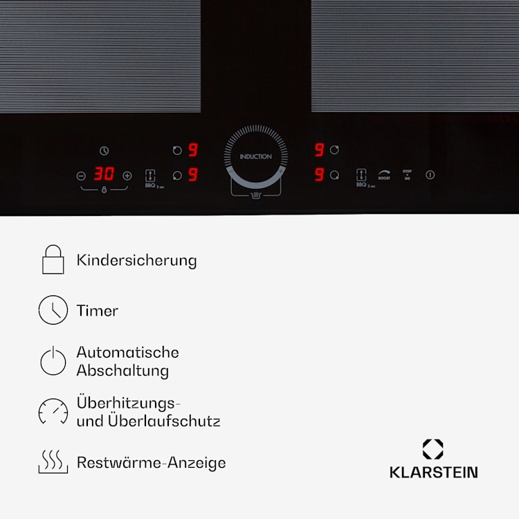 Delicatessa 60 Einbaukochfeld Induktion 4 Zonen 7000W Glaskeramik Schwarzes Glas