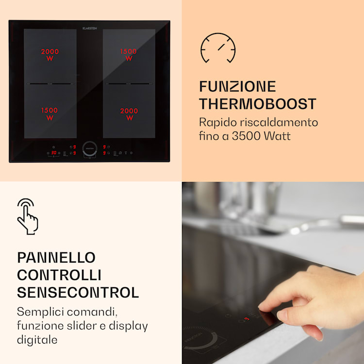 Delicatessa 60 - Piano cottura a induzione da incasso, 4 zone, 7000 W, vetroceramica Nero