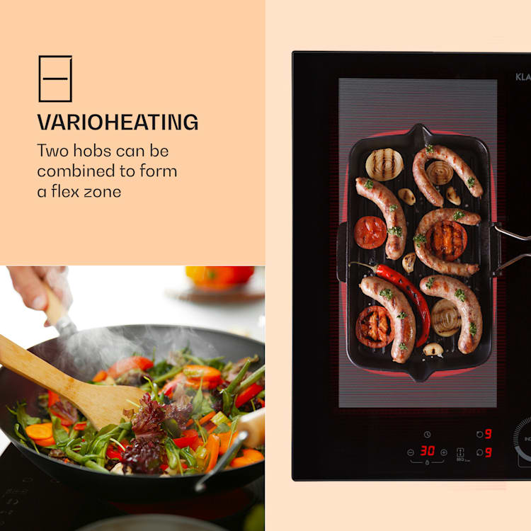 Delicatessa 60 Hybrid Plaque de cuisson à induction Autark 4 Zones 7000W Vitroceramic 4 (2x rectangulaire, 1x rond 21 cm, 1x rond 16 cm)