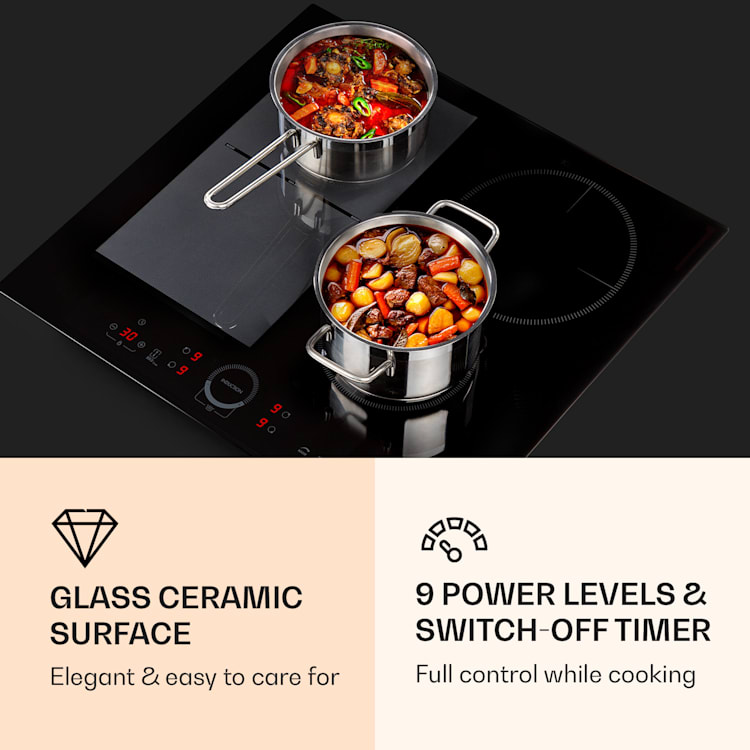 Delicatessa 60 Hybrid Plaque de cuisson à induction Autark 4 Zones 7000W Vitroceramic 4 (2x rectangulaire, 1x rond 21 cm, 1x rond 16 cm)