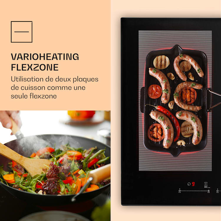 Delicatessa 77 Hybrid inbouwkookplaat inductie 4 zones 7000W glaskeramiek 4 (2x rechthoekig, 1x rond 28 cm, 1x rond 16 cm)