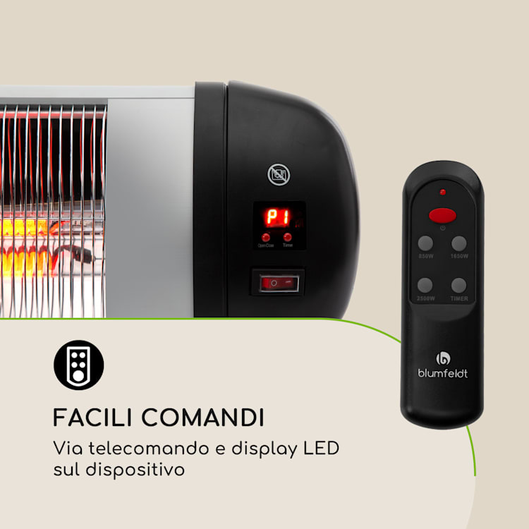 Rising Sun Zenith Radiatore 2500W IP34 Telecomando argento Rising Sun Zenith