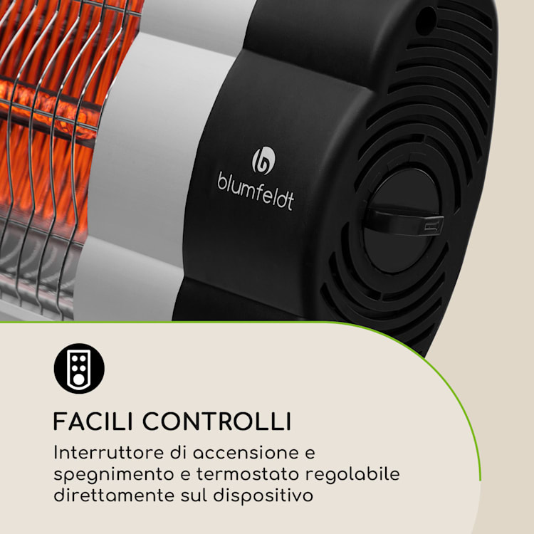 Rising Sun Mono Irradiatore di Calore 2500W IP34 Regolabile In Altezza Argento Rising Sun Mono