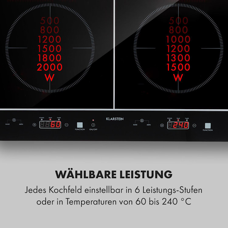 VariCook Neo Induktions-Doppelkochfeld 3500W SenseControl Glaskeramik 2 | Schwarzes Glas