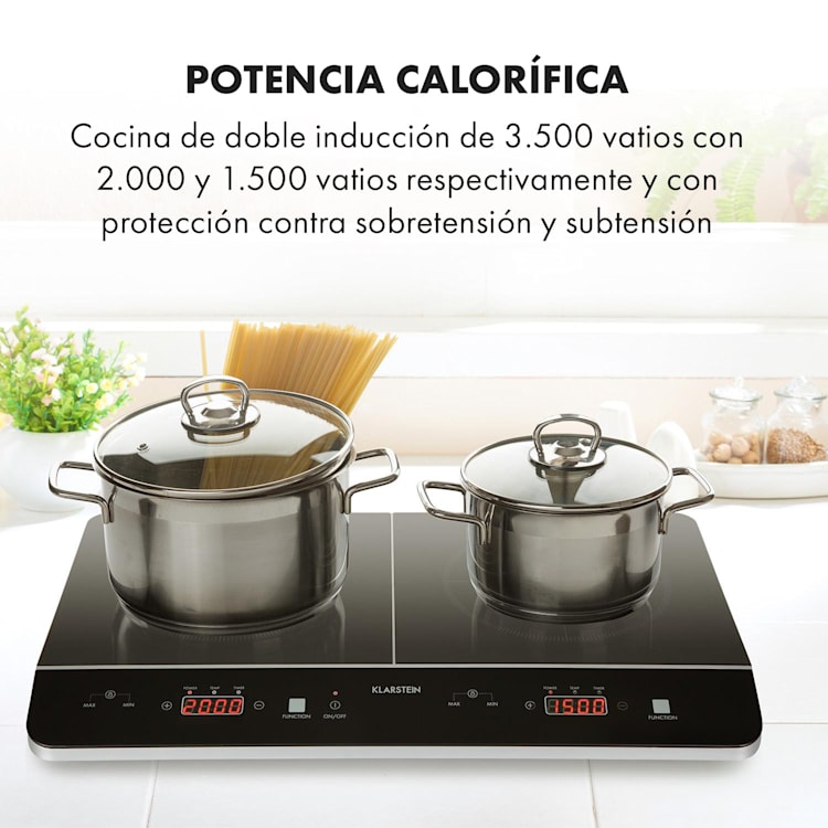 VariCook Neo Doble fogón de inducción de 3500W SenseControl Vitrocerámica 2 | Vidrio Negro