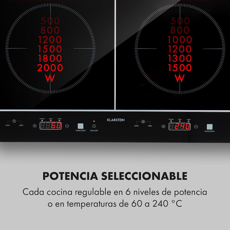 VariCook Neo Doble fogón de inducción de 3500W SenseControl Vitrocerámica 2 | Vidrio Negro