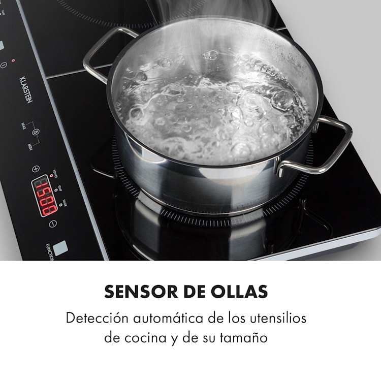 VariCook Neo Doble fogón de inducción de 3500W SenseControl Vitrocerámica 2 | Vidrio Negro