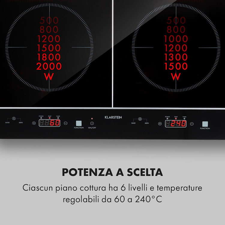 VariCook Neo ad Induzione Doppio Piano Cottura a 3500W SenseControl Vetroceramica 2 | Nero lucido