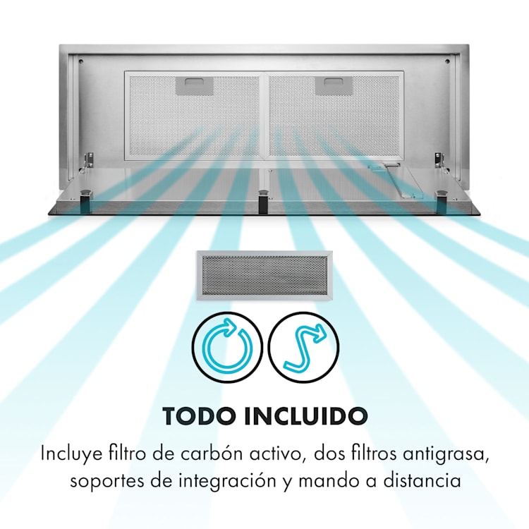 High Line Campana de techo de 77cm 410 m3/h 75W 3 potencias Mando a distancia Negra 77 cm