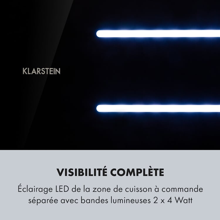 High Line Hotte de plafond 77cm 410m3/h 3 niveaux classe C Noire 77 cm