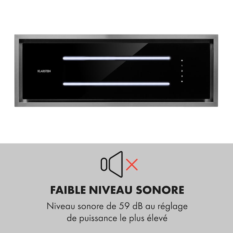 High Line Hotte de plafond 77cm 410m3/h 3 niveaux classe C Noire 77 cm