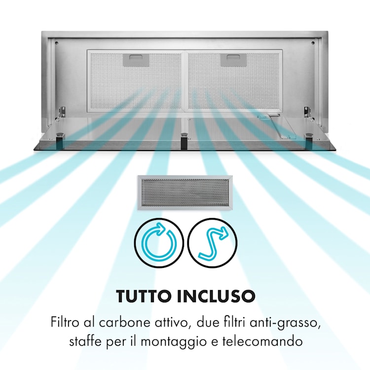 High Line Cappa a Soffitto 77cm 410 m3/h 75W 3 Livelli Telecomando nero 77 cm