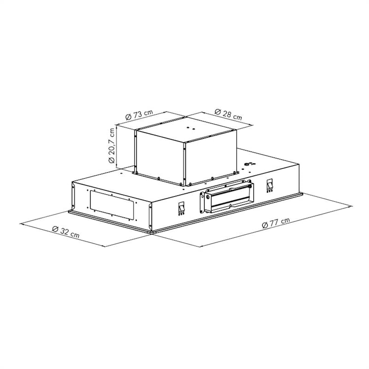 High Line Campana de techo de 77cm 410 m3/h 75W 3 potencias Mando a distancia Negra 77 cm