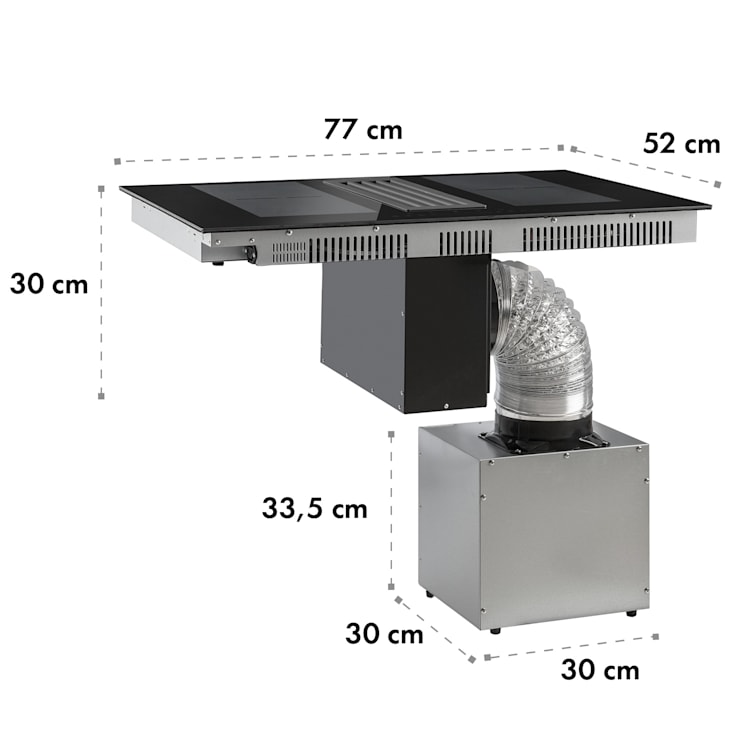 Full House Down Air System Fogão de indução com exaustor preto 77 cm | Preto