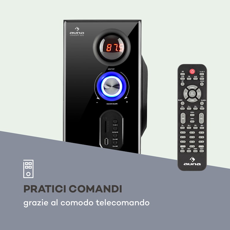 Concept 520 5.1 Sistema di Altoparlanti 75 W RMS OneSide Subwoofer BT USB SD