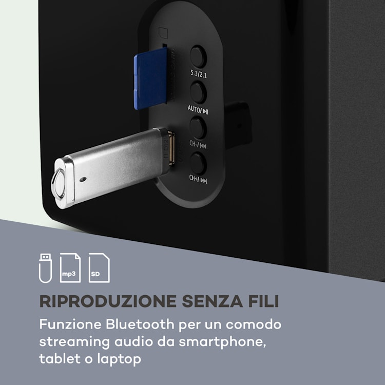 Concept 520 5.1 Sistema di Altoparlanti 75 W RMS OneSide Subwoofer BT USB SD