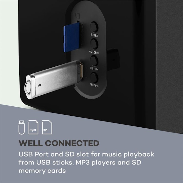 Concept 520 5.1 kaiutinjärjestelmä 75 W RMS OneSide subwoofer bluetooth USB SD